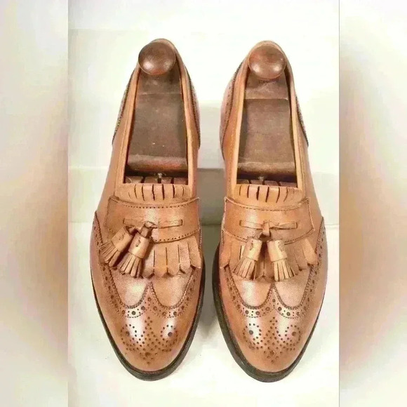 Stunning ALDEN Light Brown Leather  Tassel Kilted Brogue Wingtip Shoes 11D USA - Picture 2 of 11